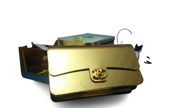 CHANEL Still Gold Purse Bag