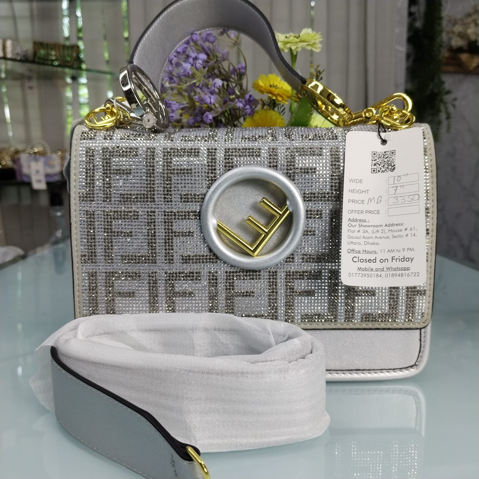 China Luxurious Hand Bag with Long Belt – Ash