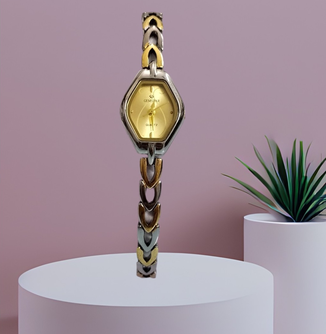 Elegant Gemstar Two-Tone Women's Quartz Watch