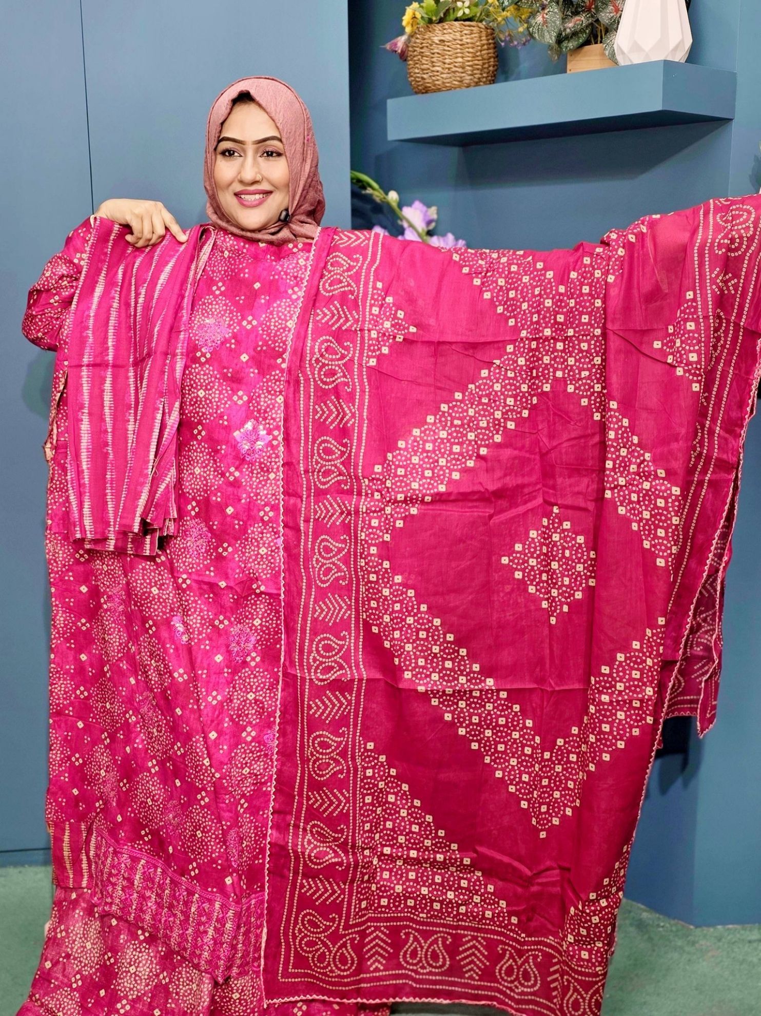 embroidery cotton boutique three piece (D.N.O1430)