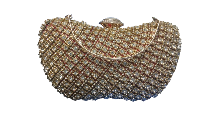 Full Design Lace & Stone Daimond Mini Purse & Party Red Bag