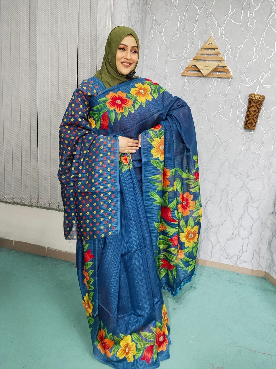 Indian Floral Cotton Sharee
