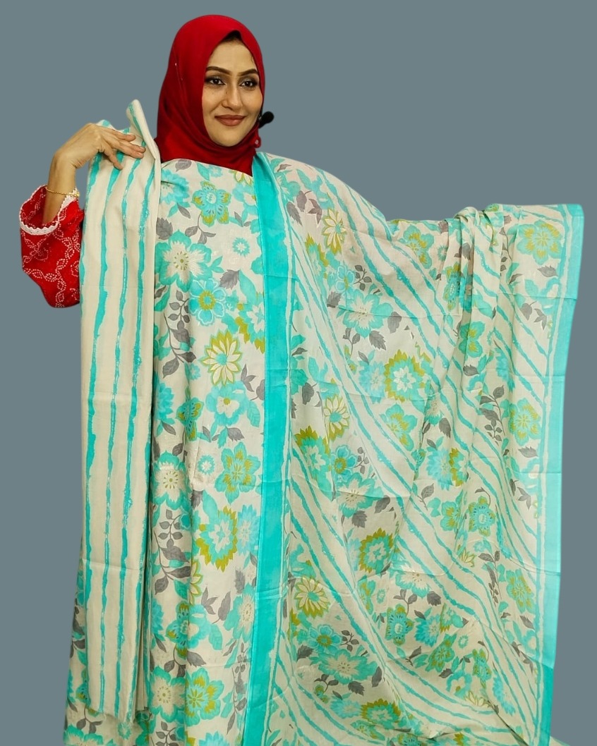 Indian Joypuri Pure Cotton Fabrics Three Piece
