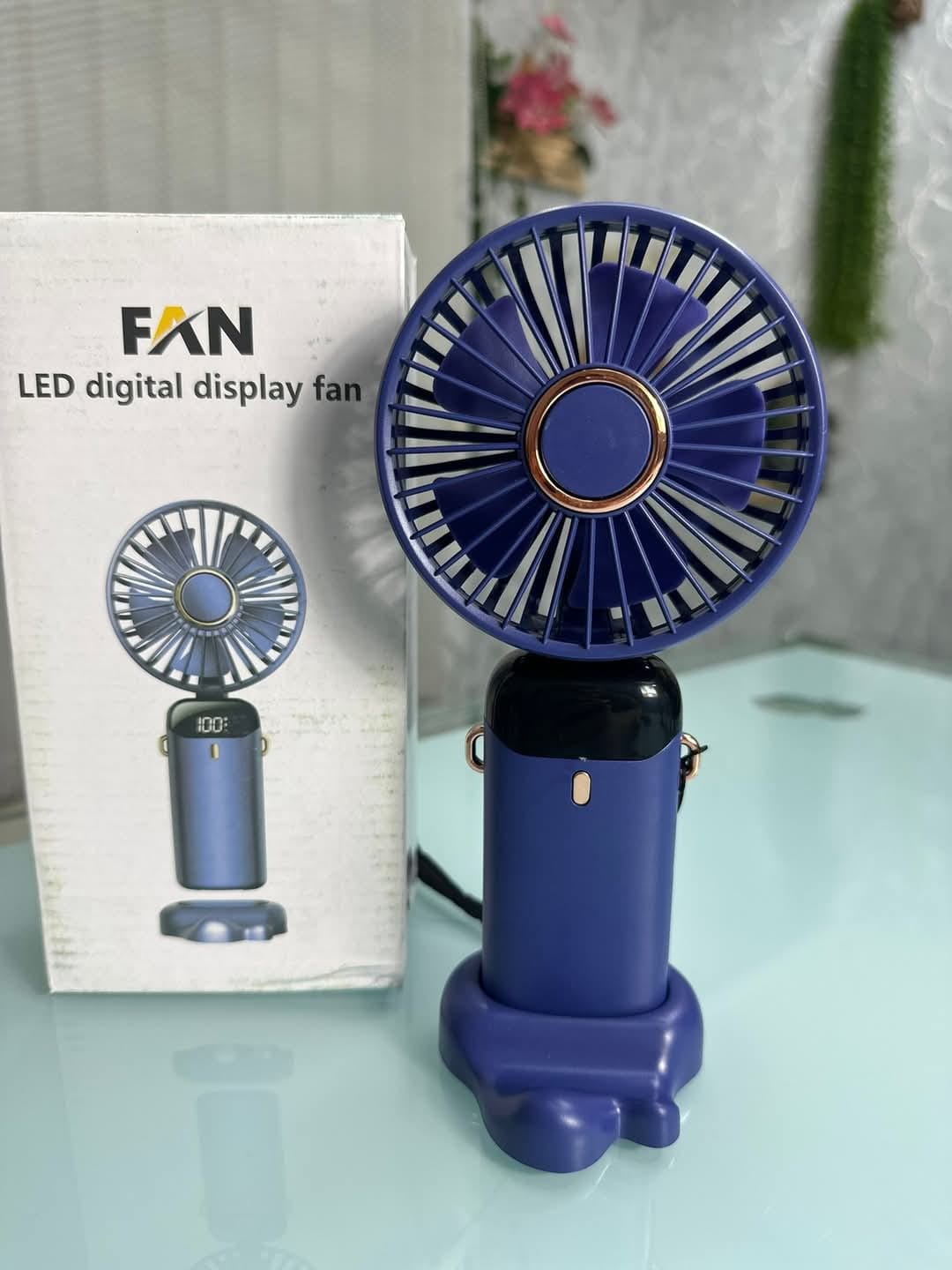 LED Digital Display Fan Blue