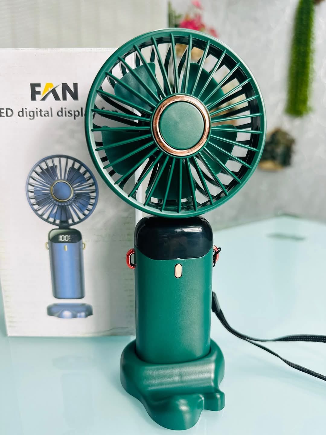 LED Digital Display Fan Green