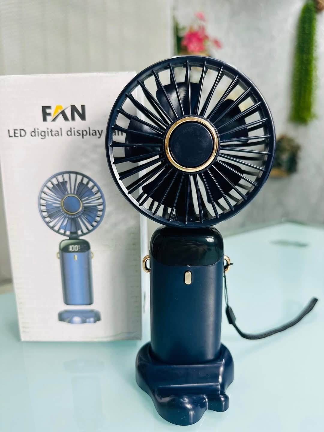 LED Digital Display Fan Navy Blue