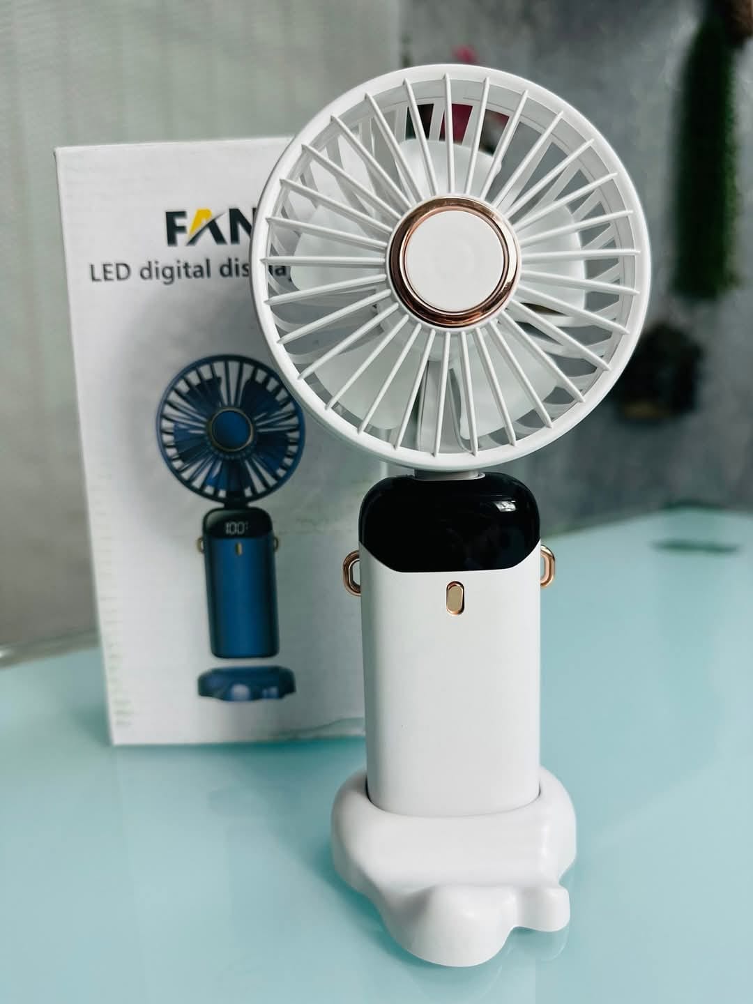 LED Digital Display Fan White