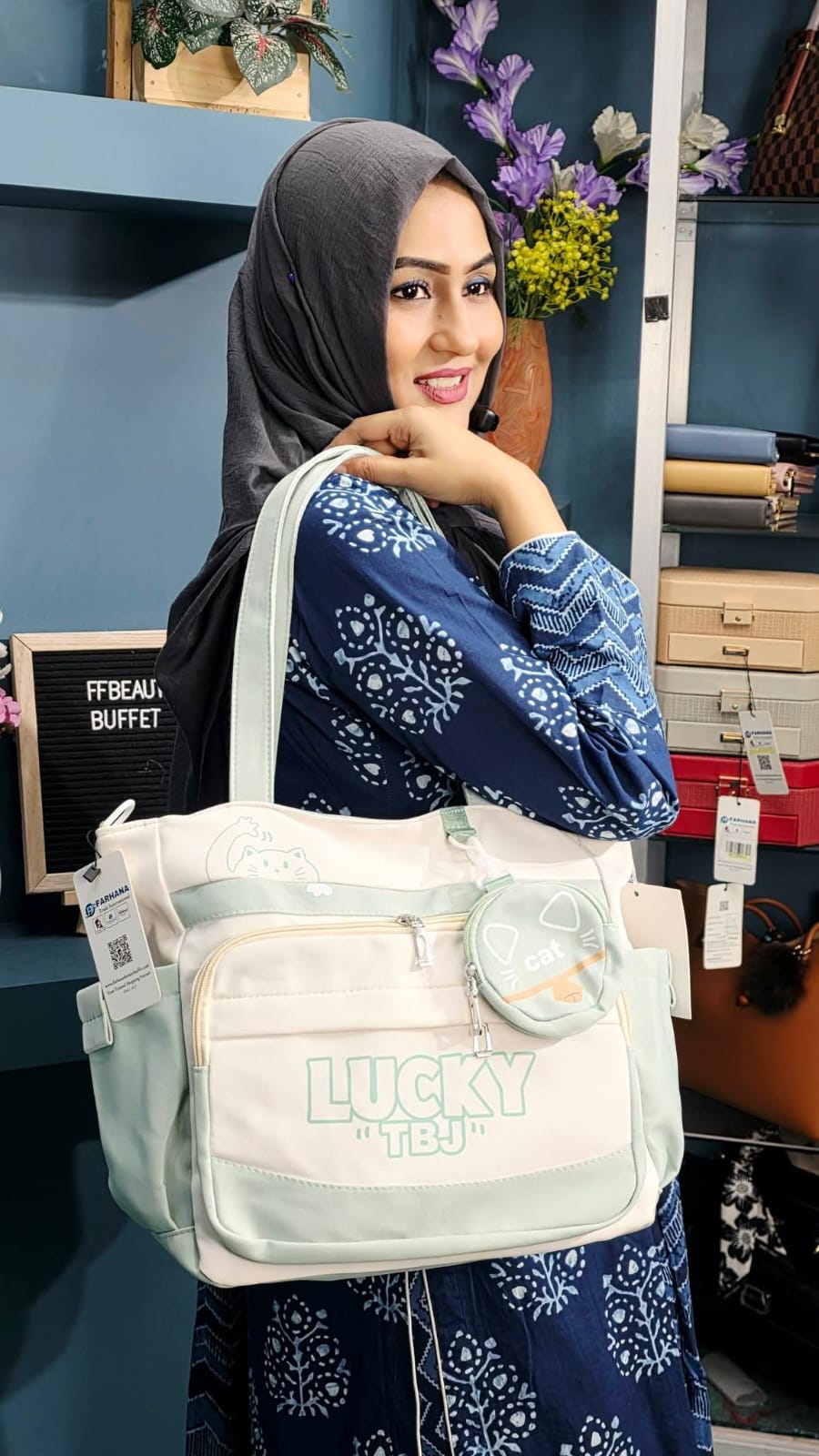 Lucky Tbj Brand Luxurious Fabric Tote Bag