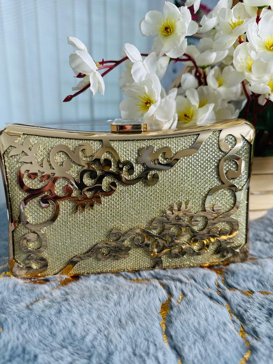 Metal Ladies Party Bag Gold Color(SP:1380)