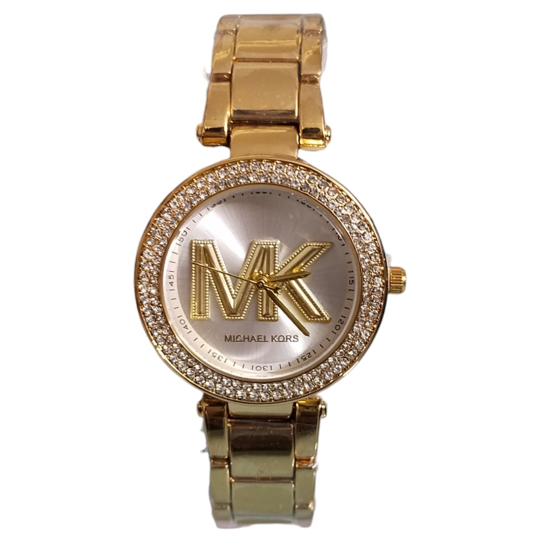 MK Brand Luxurious Ladies Stone Watch – Round Dial