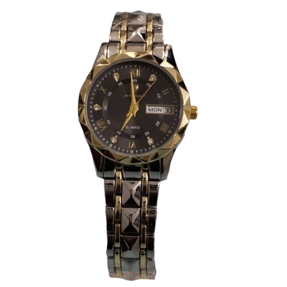 Poedagar Dual-Tone Quartz Watch with Day-Date Display