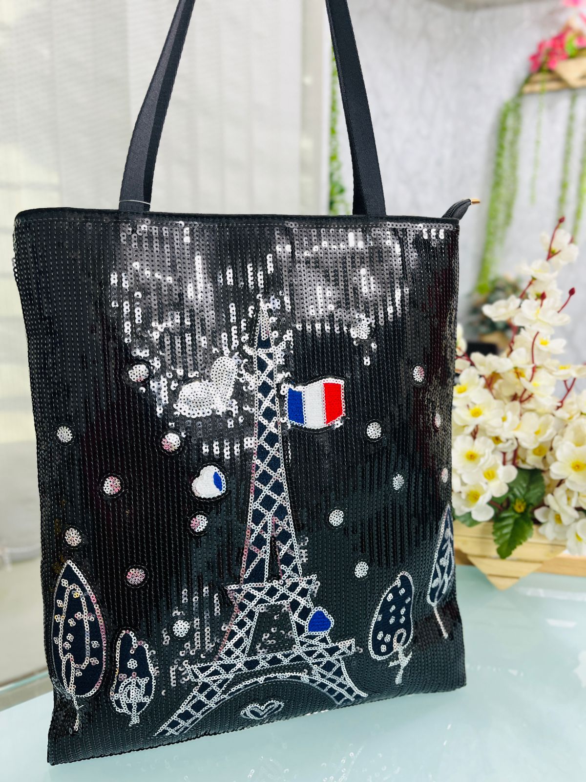 Premium Leather Sequence Tote Bag