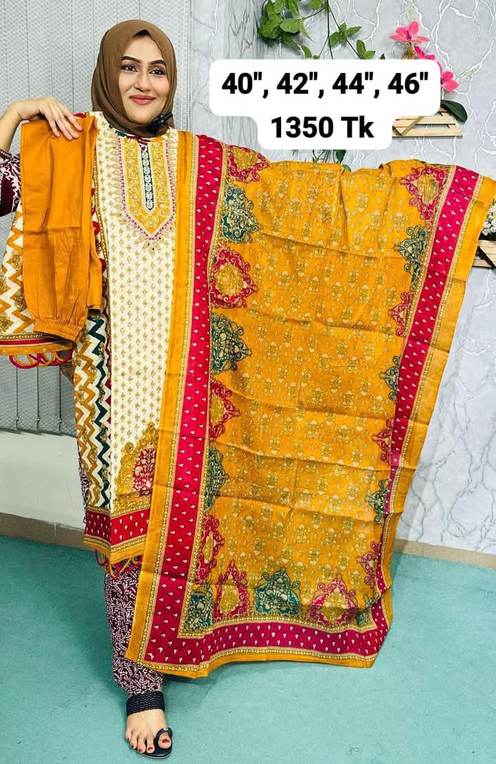 Premium Quality Deshi Cotton Three Pieces