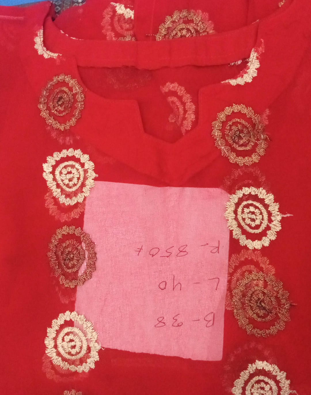 Soft Silk Embrodary Design Red color Three Piece