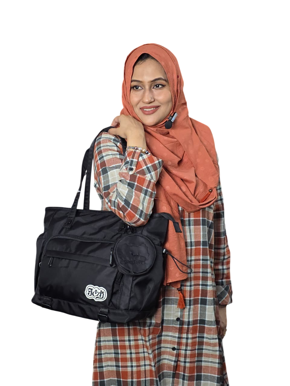 ZIN CAI ZI Fabrics Tote Bag With Pouch- 15 " x 13"