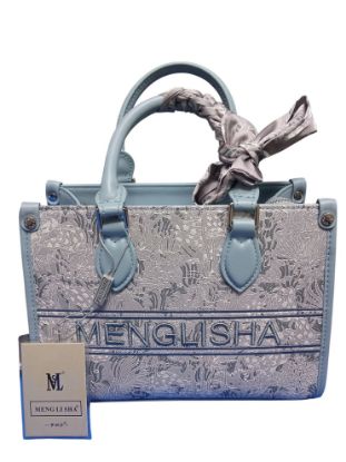 Picture of Menglisha PU Leather & Embrodery Sky Blue Bag