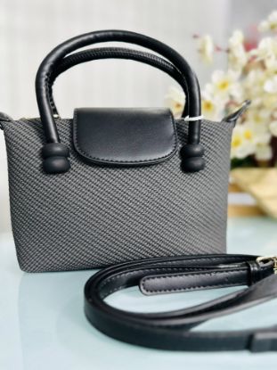 Picture of Mini Synthetic Leather Hand Black Colour Bag 