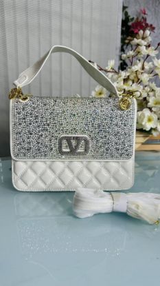 Picture of CVD Premium Design & Leather Stylish White Party Bag 