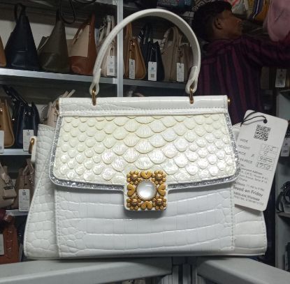 Picture of Crocodile Leather Party Bag White Colour