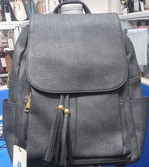 Picture of Back Pack Leather & Rexine Mix Ash Bag