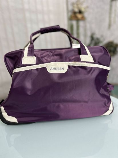 Picture of Amreen Rexine Fabrics Travel Trolly Purple Bag