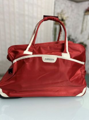 Picture of Amreen Rexine Fabrics Travel Trolly Red Bag