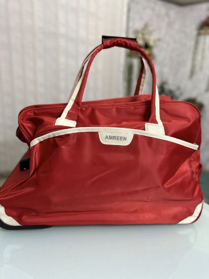 Picture of Amreen Rexine Fabrics Travel Trolly Red Bag