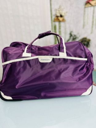 Picture of Amreen Rexine Fabrics Big Travel Trolly Purpel Bag