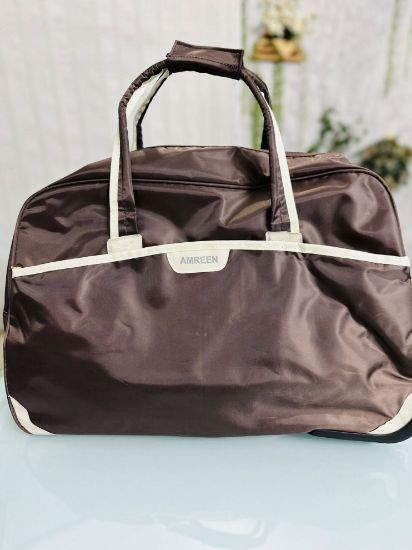 Picture of Amreen Rexine Fabrics Big Travel Trolly Chocolate Bag