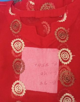 Picture of Soft Silk Embrodary Design Red color Three Piece 