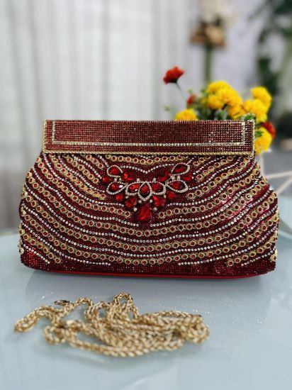 Picture of Exclusive High Quality Red Color Party Bag 