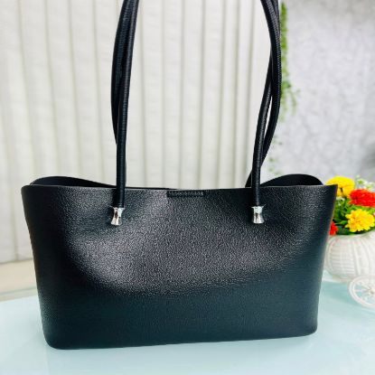 Picture of Personal Talor Luxury PU Leather Black Tote Bag