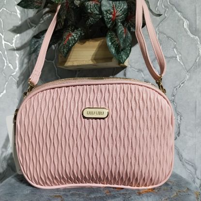 Picture of Luxurious Crossbody Belt Bag – Pink Leather (9x7")