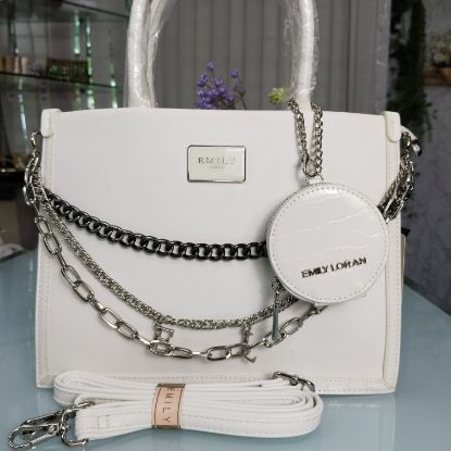 Picture of Emily Loran Brand Luxurious Hand Bag with Long Belt – White