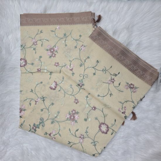 Picture of Soft Kota Embroidered Saree – Elegant Floral Embroidery with Premium Comfort